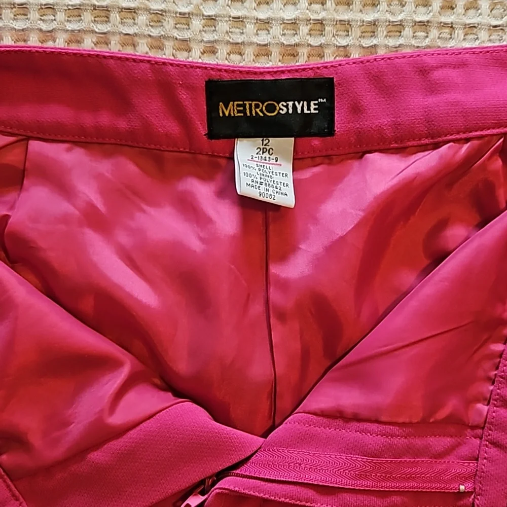Metro Style Wide Leg Flowy Lined Womens Pants Hot Pink Sz.12 - Picture 7 of 11